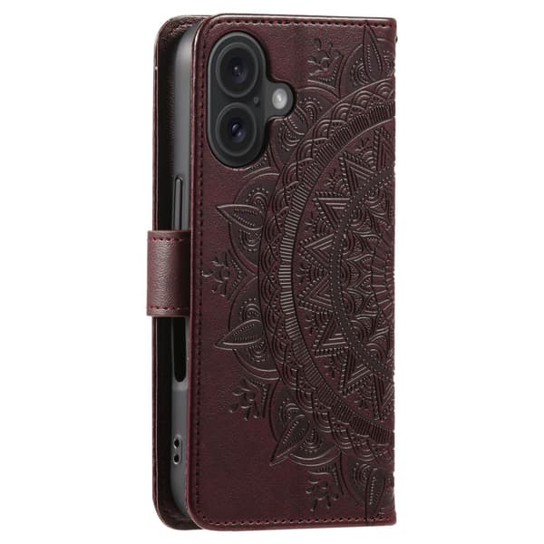 SKALO iPhone 16 Mandala lompakkokotelo - Ruskea