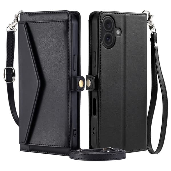 SKALO iPhone 16 Evelope Clutch 5-Lokeroa - Musta
