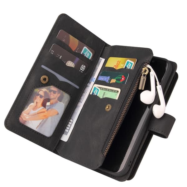 SKALO iPhone 16 Big Wallet 17-lokeroa Lompakkokotelo - Musta