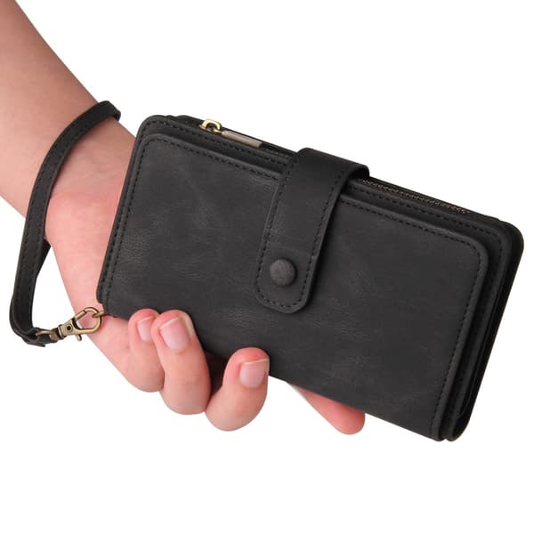 SKALO iPhone 16 Big Wallet 17-lokeroa Lompakkokotelo - Musta