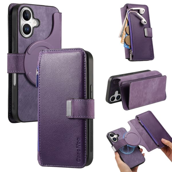CASENEO iPhone 16 MW-02 Lompakkokotelo PU-nahkaa - Violetti