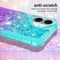 Pikkukuva 4 / 7: SKALO iPhone 16 Plus Juoksuhiekka Glitter Sydämet TPU kuori - Turkoosi-Violetti