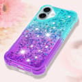 Pikkukuva 6 / 7: SKALO iPhone 16 Plus Juoksuhiekka Glitter Sydämet TPU kuori - Turkoosi-Violetti
