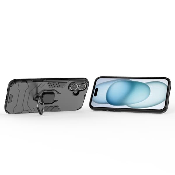 SKALO iPhone 16 Plus Armor Hybrid metal ring cover - Sort