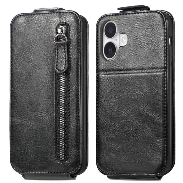 SKALO iPhone 16 Vertical Flip Cover - Sort