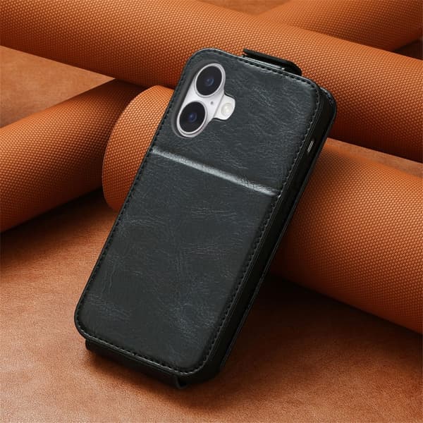 SKALO iPhone 16 Vertical Flip Cover - Sort