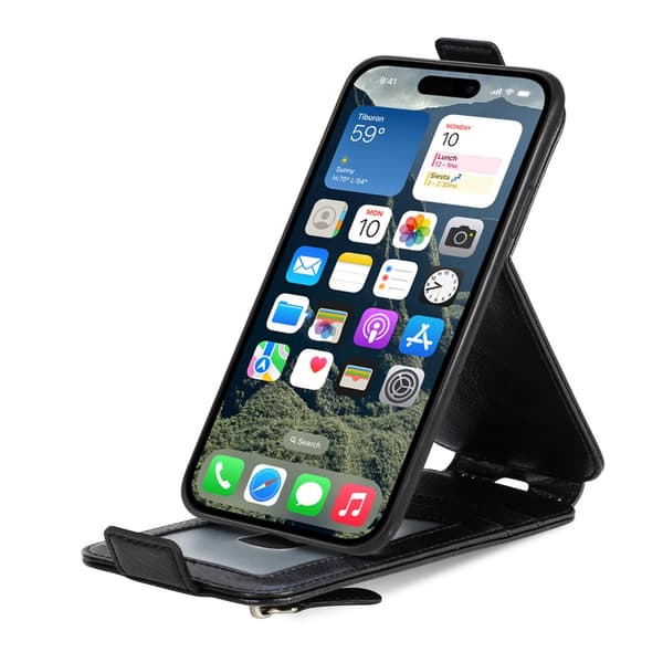 SKALO iPhone 16 Vertical Flip Cover - Sort