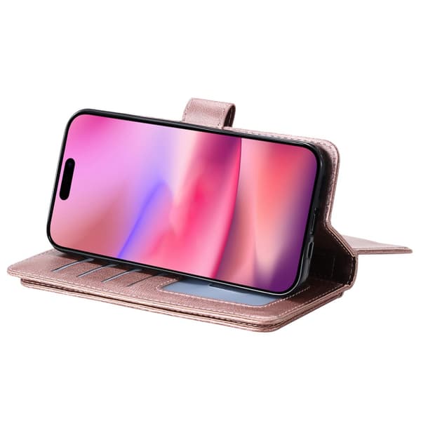 SKALO iPhone 16 10-lokeroa Lompakkokotelo - Ruusukulta