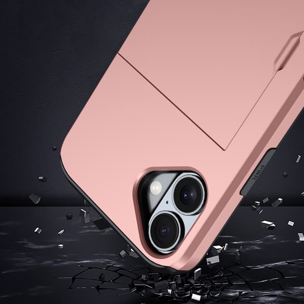 SKALO iPhone 16 Plus Armor Cover kortholder - Rosa guld