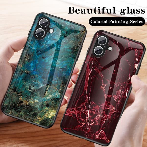SKALO iPhone 16 Plus Marmori karkaistu lasi TPU-suojakuori - #2