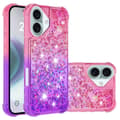 Miniatyrbillede 2 af 7: SKALO iPhone 16 Plus Kvicksand Glitter Hjerter TPU Cover - Pink-Lilla