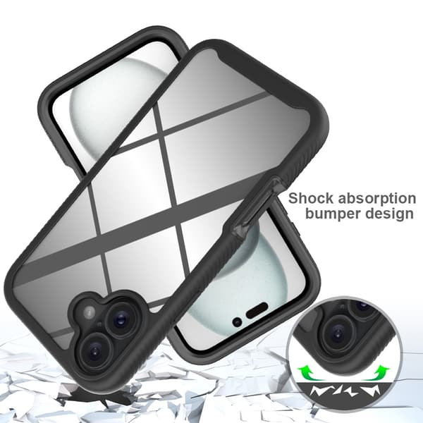 SKALO iPhone 16 Plus Shockproof Clear Hybrid Skal - Svart