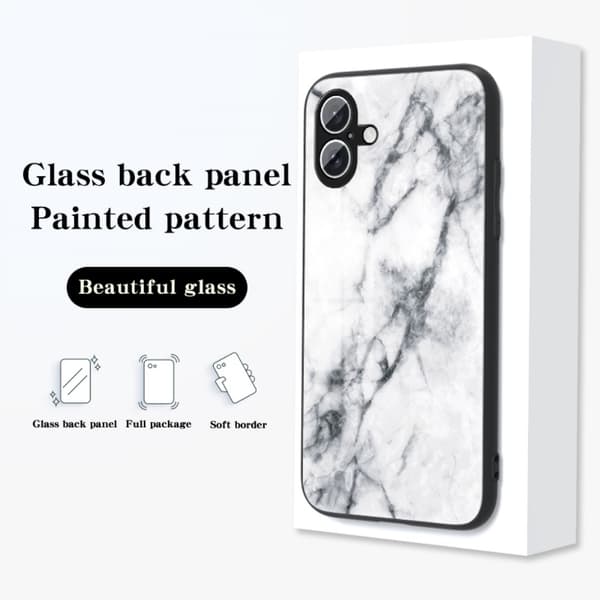 SKALO iPhone 16 Plus Marmor hærdet glas TPU Cover - #4