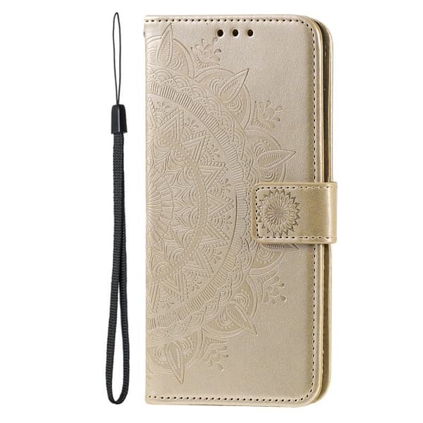SKALO iPhone 16 Plus Mandala lompakkokotelo - Kulta
