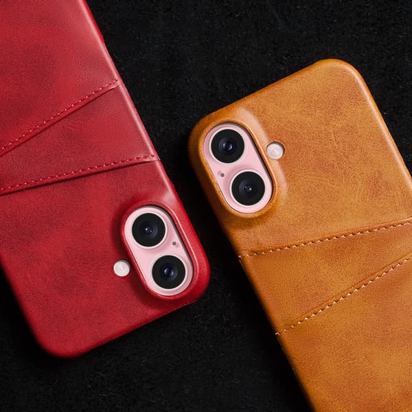 SKALO iPhone 16 Plus PU-læder Kortholder Cover - Brun
