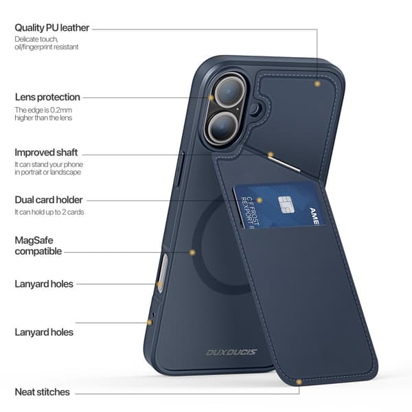 DUX DUCIS iPhone 16 Plus Rafi II Series Cover med Kortholder - Blå