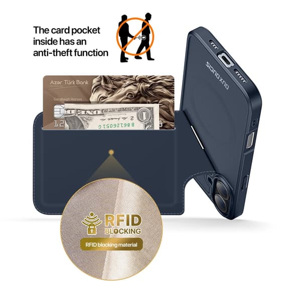 DUX DUCIS iPhone 16 Plus Rafi II Series Cover med Kortholder - Blå