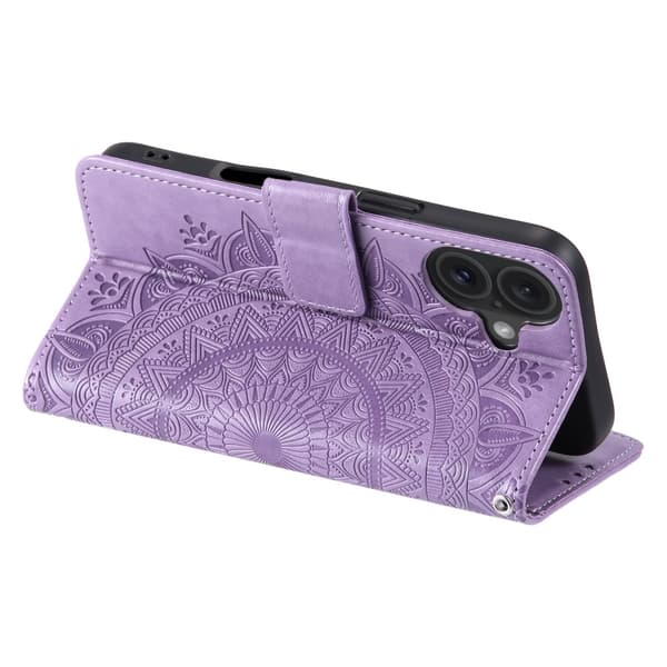SKALO iPhone 16 Plus Mandala Flip Cover - Lilla
