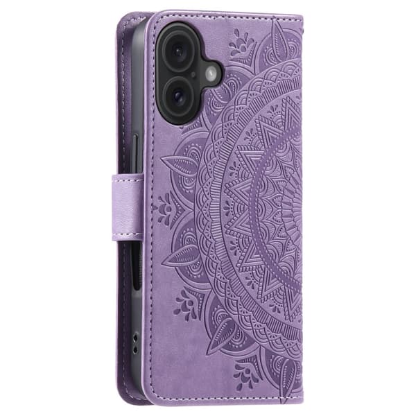 SKALO iPhone 16 Plus Mandala Flip Cover - Lilla