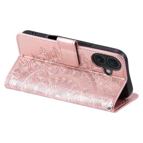 SKALO iPhone 16 Plus Mandala Flip Cover - Rosa guld