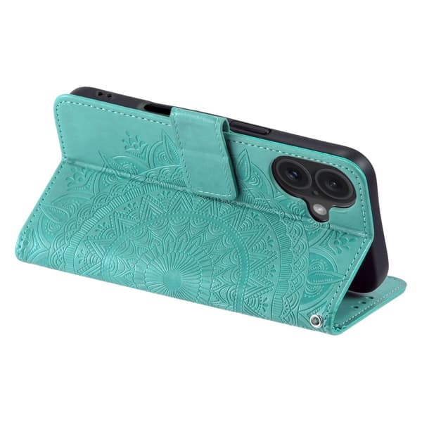 SKALO iPhone 16 Plus Mandala Flip Cover - Turkis