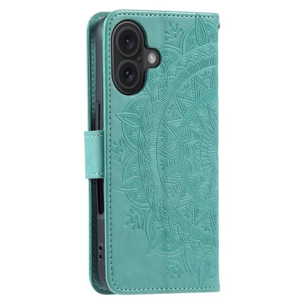 SKALO iPhone 16 Plus Mandala Flip Cover - Turkis