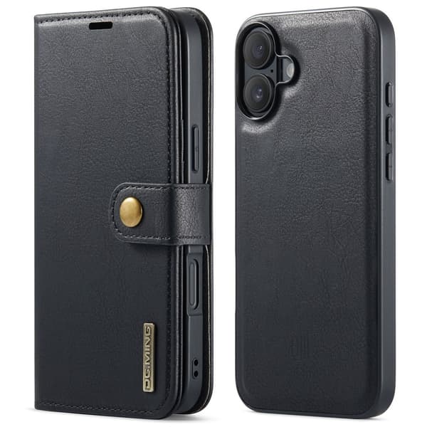 DG MING iPhone 16 Plus 2-i-1 Magnet Plånboksfodral - Svart