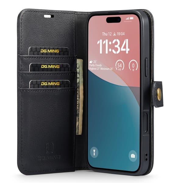 DG MING iPhone 16 Plus 2-i-1 Magnet Plånboksfodral - Svart