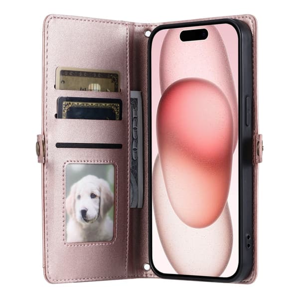 SKALO iPhone 16 Plus Evelope Clutch 5-RUM - Rosa guld