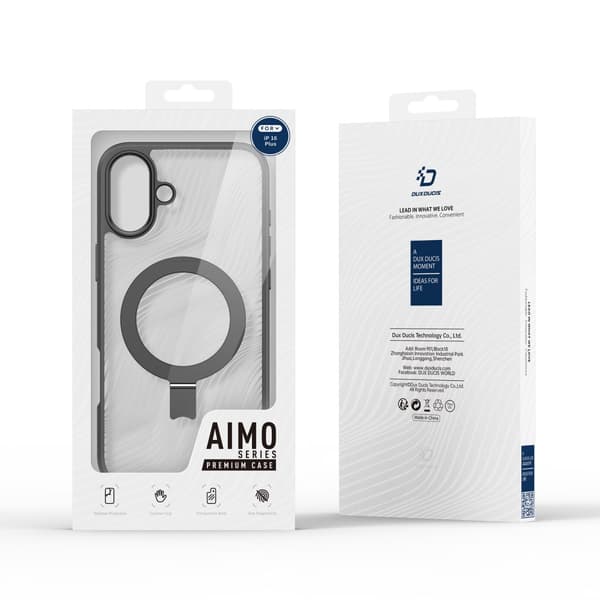 DUX DUCIS iPhone 16 Plus Aimo Series Metallisella Jalustalla Suojakuori - Musta