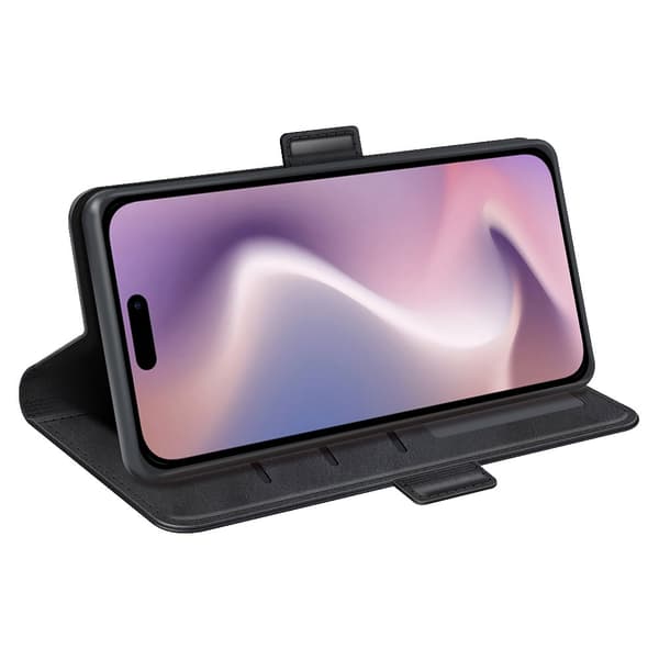 SKALO iPhone 16 Plus Premium Wallet Lompakkokotelo - Musta