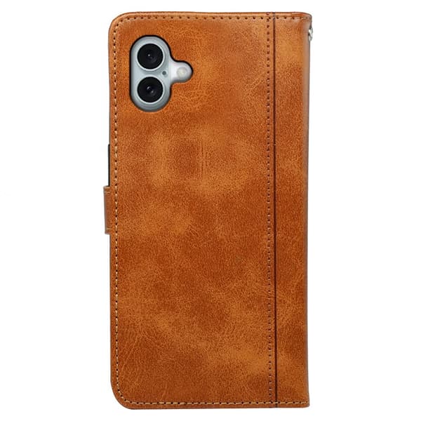 SKALO iPhone 16 Plus Flip Cover m. pung i PU-læder - Brun