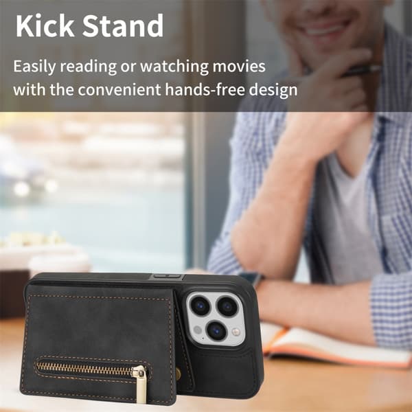 SKALO iPhone 16 Pro PU-læder Cover med Pung - Sort