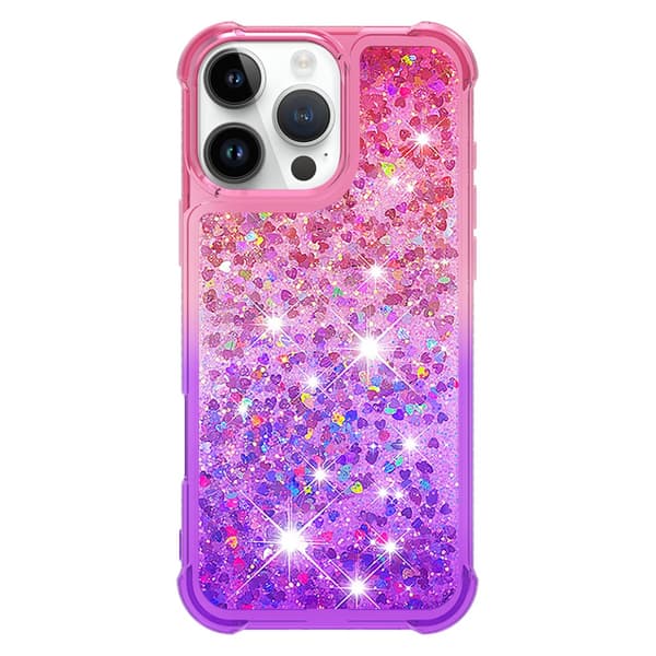 SKALO iPhone 16 Pro Kvicksand Glitter Hjärtan TPU-skal - Rosa-Lila