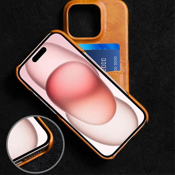 SKALO iPhone 16 Pro PU-læder Kortholder Cover - Brun
