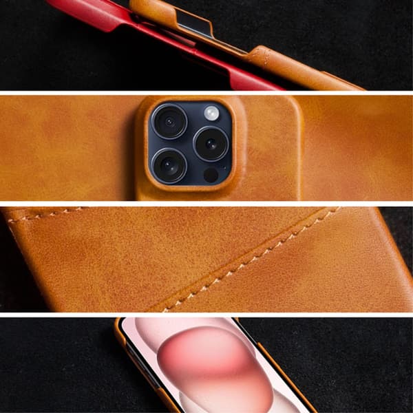 SKALO iPhone 16 Pro PU-læder Kortholder Cover - Brun