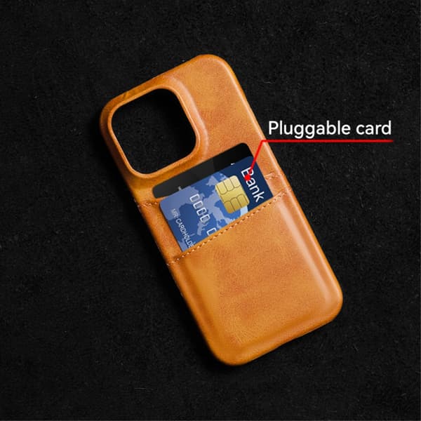 SKALO iPhone 16 Pro PU-læder Kortholder Cover - Brun