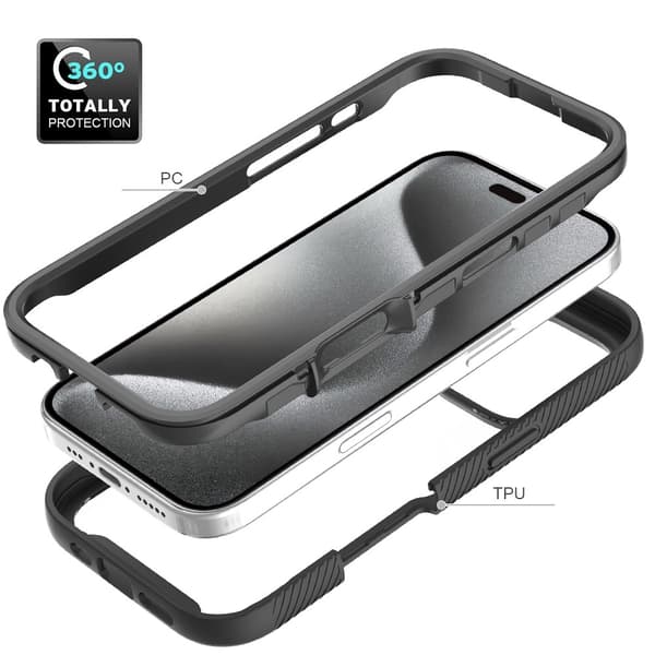 SKALO iPhone 16 Pro Iskunkestävä Clear Hybridi Suojakuori - Violetti
