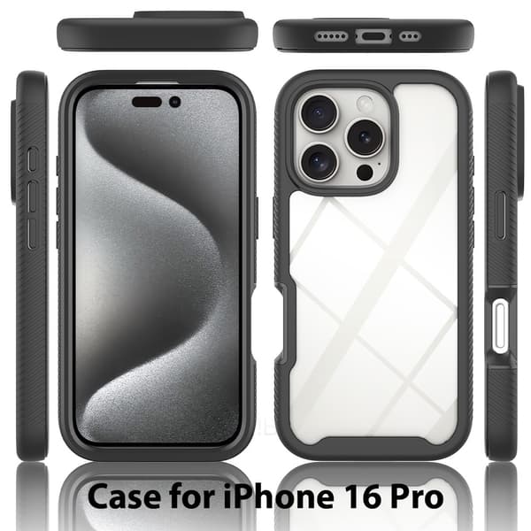 SKALO iPhone 16 Pro Iskunkestävä Clear Hybridi Suojakuori - Violetti