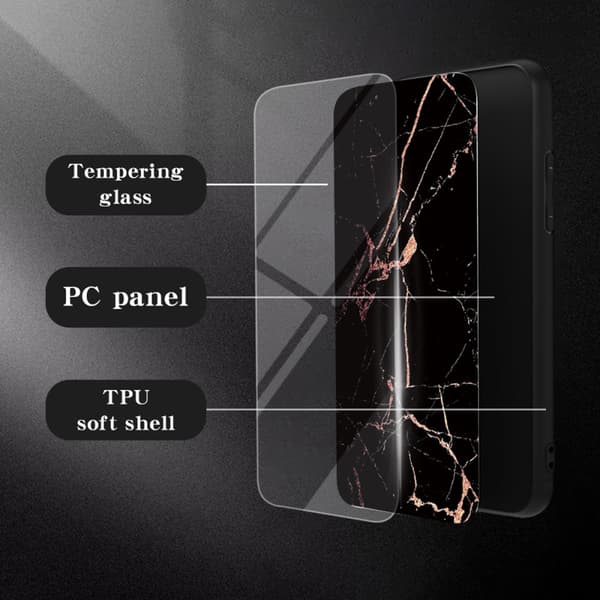 SKALO iPhone 16 Pro Marmor hærdet glas TPU Cover - #2