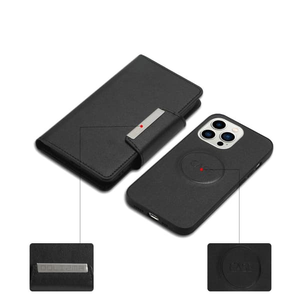 SKALO iPhone 16 Pro DOLIZMA 2 i 1 magnetisk pungetui - Sort
