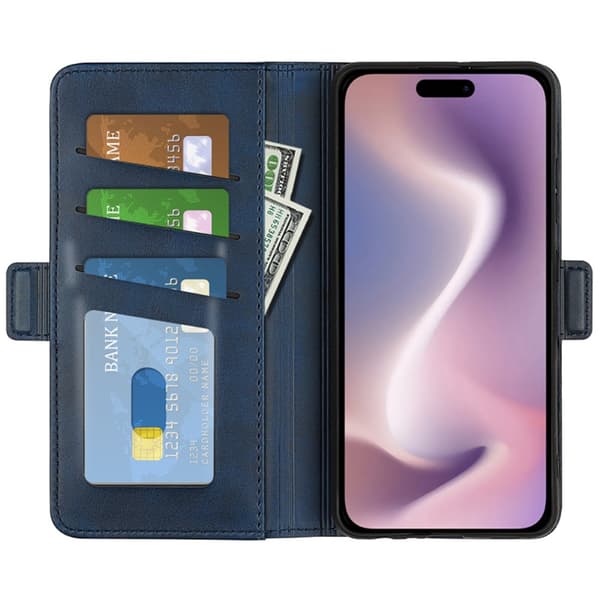 SKALO iPhone 16 Pro Premium Wallet Lompakkokotelo - Sininen