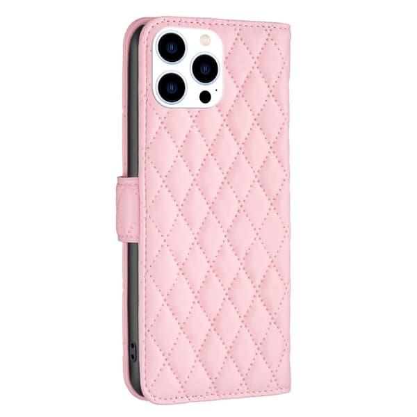 SKALO iPhone 16 Pro BINFEN COLOR Quiltat Plånbok - Rosa