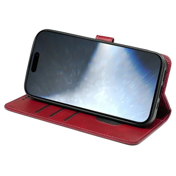 SKALO iPhone 16 Pro Plånboksfodral i PU-Läder - Röd