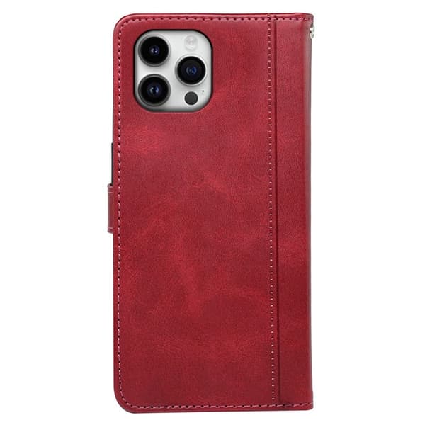 SKALO iPhone 16 Pro Plånboksfodral i PU-Läder - Röd