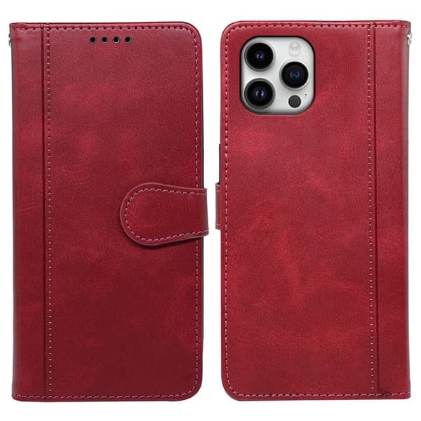 SKALO iPhone 16 Pro Plånboksfodral i PU-Läder - Röd