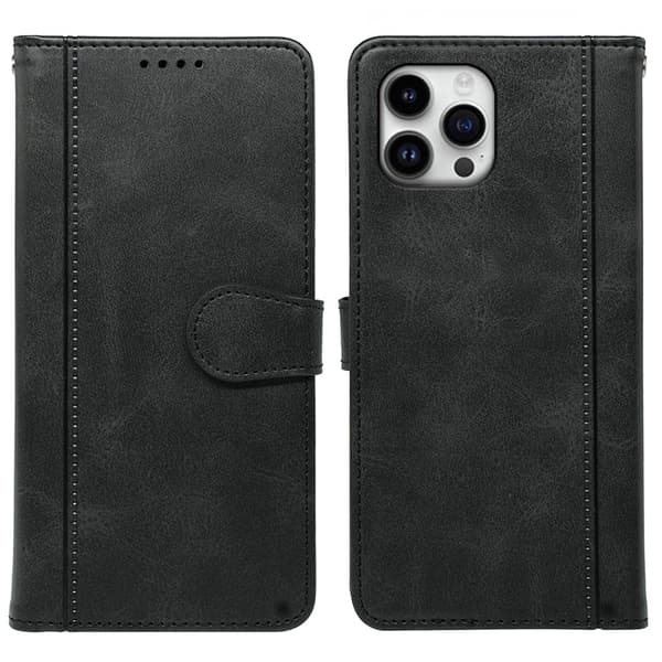SKALO iPhone 16 Pro Flip Cover m. pung i PU-læder - Sort