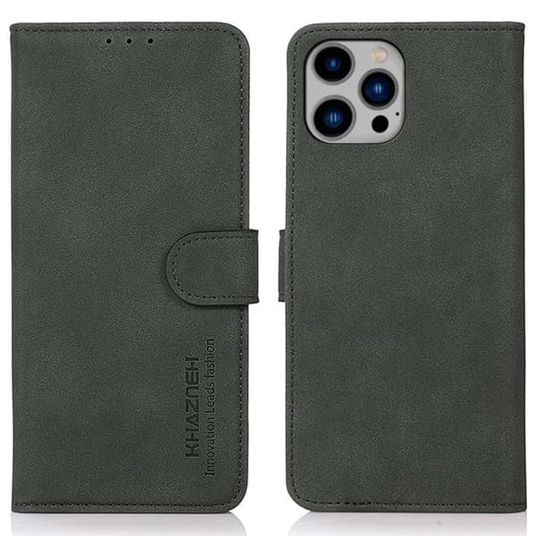 SKALO iPhone 16 Pro KHAZNEH Lompakkokotelo PU-nahasta - Vihreä