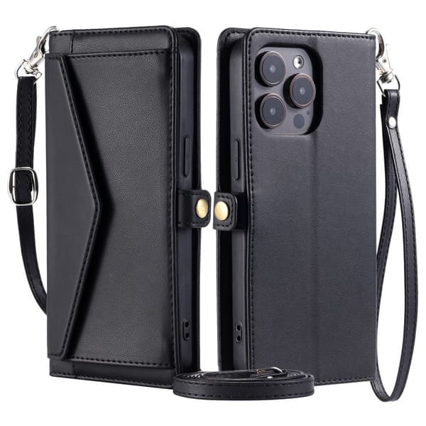SKALO iPhone 16 Pro Evelope Clutch 5-Lokeroa - Musta