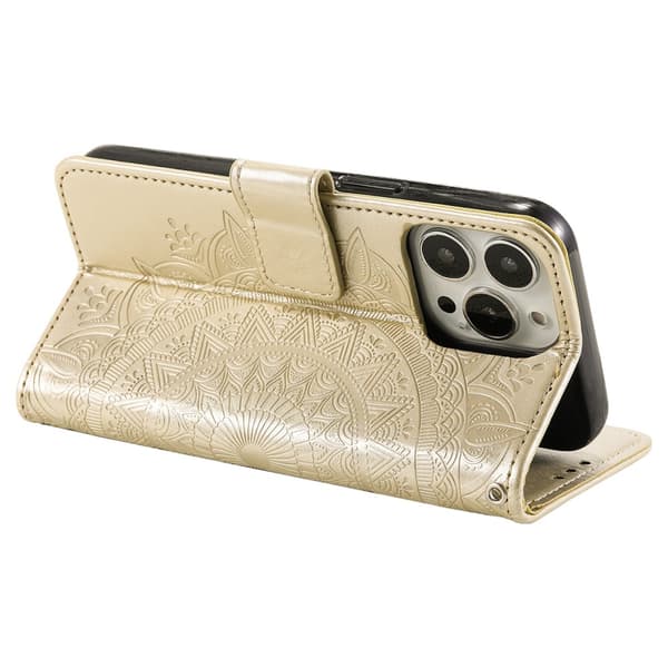 SKALO iPhone 16 Pro Mandala Plånboksfodral - Guld